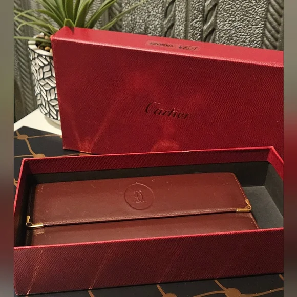 Vintage Cartier Signature Trifold Kisslock Checkbook Holder Wallet - Picture 6 of 12